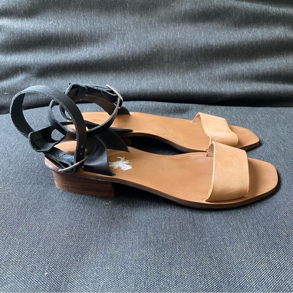 Madewell Veronique Tan Black Leather Ankle Strap Sandal’s Women’s Size 8 - Picture 2 of 9